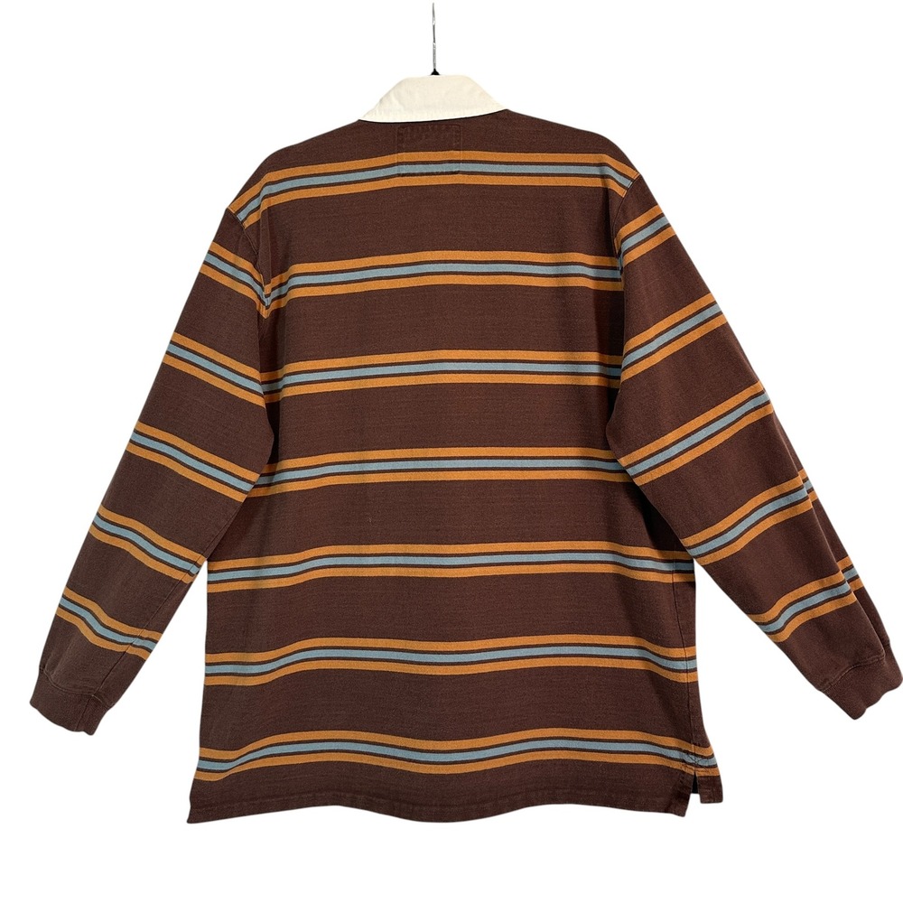 LL Bean Rugby Shirt Traditional Fit Striped Cotton Brown XL-TALL Gorpcore Prep - Picture 2 of 13